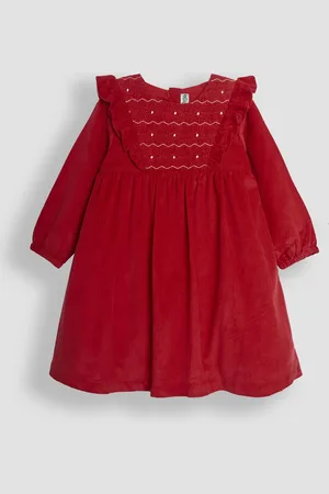 JoJo Maman Bébé Velours côtelé Smocked Frill Robes de fête5 - 6 ans (110 - 116cm)