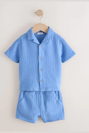 Next Ensemble chemises et shorts texturés à col révéré % coton ( 100mois 37ans)110116cm