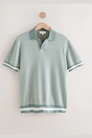 Next Regular Fit 100% Cotton Short Sleeve Geometric Pattern Knit Trophy Polo Shirtpetit