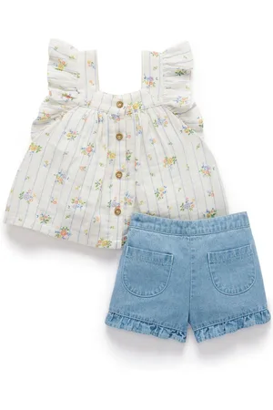 Purebaby Floral Print 100% Cotton Top and Shorts Set98104cm