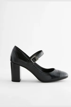 Next Forever Comfort Brogue Round Toe Block Heel Court Shoes