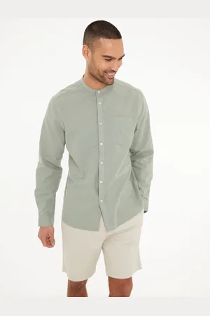 Threadbare Chemises Col Mao Lin Blend manches longuesTrès grand