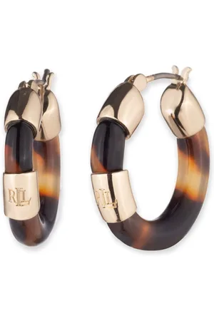 Ralph Lauren Gold Tone 22inch Logo Hoop Earringsun