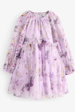 Ted Baker Purple Long Sleeve Mesh Floral Dress6 ans (116cm)