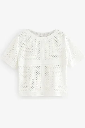 Next T-shirt manches courtes au crochet à col ras du couXL Regular