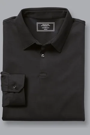 Charles Tyrwhitt 100% Cotton Plain Long Sleeve Jersey Polo ShirtM