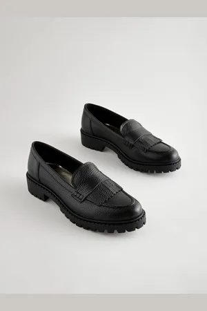 Next Premium Fringe Leather Chunky Loafers (Mocassins en cuir à franges)