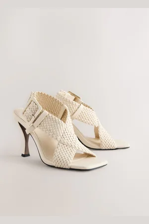 Next Forever Comfort Square Toe Weave Cross-Over Slingback Heels