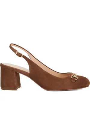 Dune Dreaming Round Toe Branded Slingback Block Heelseu38