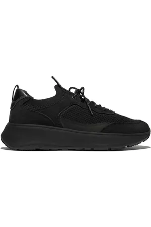 FitFlop Baskets noires à enfiler en daim/maille enfiler F-modale Flatform