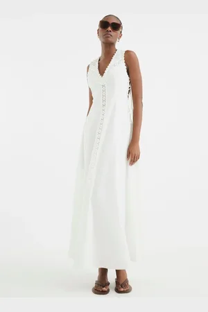 River Island Lace Insert 100% Cotton Midi Dress44