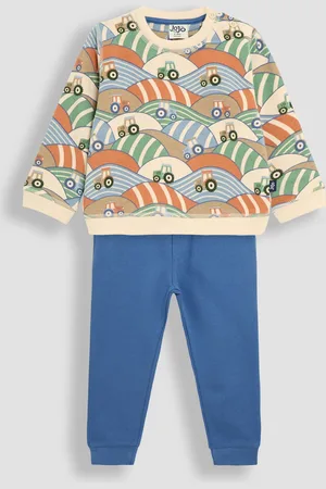 JoJo Maman Bébé Printed Sweatshirt & Joggers 100% Cotton Set116122cm