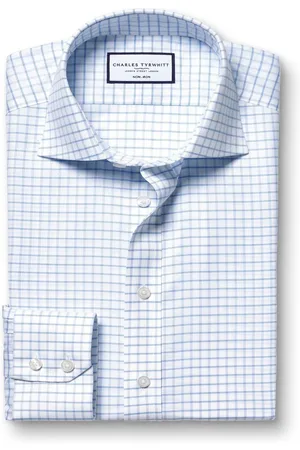 Charles Tyrwhitt Coupe ajustée Cutaway Col Non Iron Fine 100% Cotton Carreaux Chemises39cm R (UK 15.5 R)