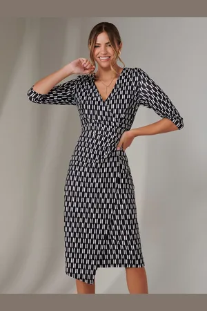 Jolie Moi 3/4 Sleeve Wrap Shift Dress40