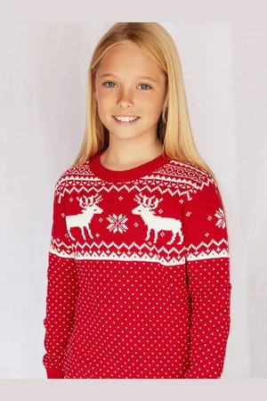 The Little Tailor Kids Noël 100% Coton Reindeer Fairisle Pull2 - 3 ans (92 - 98cm)