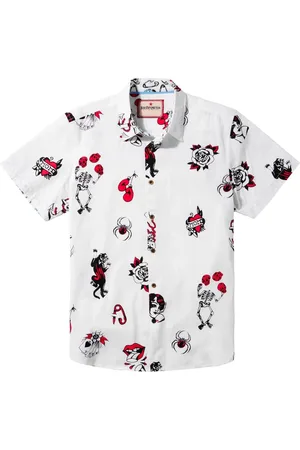 Joe Browns 100% Cotton Contrast Trim Short Sleeve Tattoo Print ShirtTrès grand