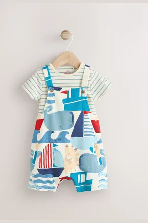 Next Jersey 100% Cotton Dungaree and Bodysuit Baby Set (0mths-2yrs)5662cm