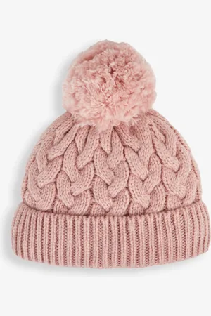 JoJo Maman Bébé Bonnet à pompons en maille torsadée épaisse 1 - 2 ans (80 - 92cm)
