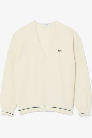 Lacoste Coupe décontractée en coton Cream Rayure Accent Cardigan2X-Large