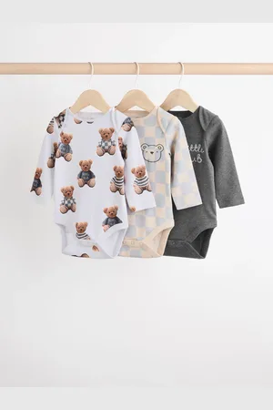 Next Bébé 100% Coton Manches longues Body 3 Lot3 - Mois 6 (62 - 68cm)