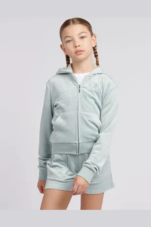 Juicy Couture Pink Girls Tonal Velour Zip Up Hoodie140146cm