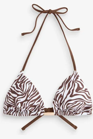 Abercrombie & Fitch Zebra Print Halter String Triangle Brown/White Bikini TopMédium
