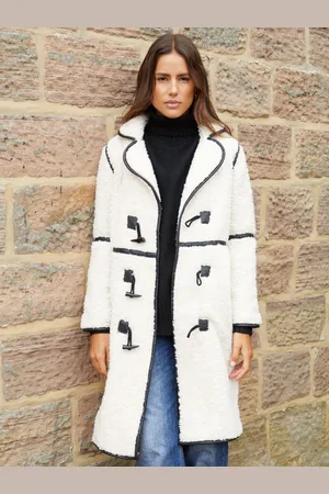 Threadbare Longline Borg Toggle Coat With PU Trim36
