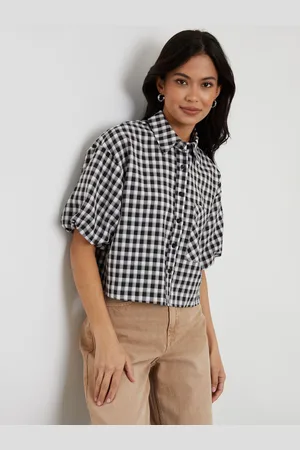Threadbare Check Cropped Bubble Sleeve Shirt42