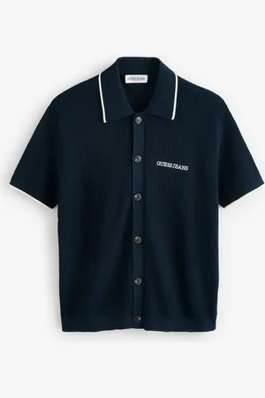 Guess Embroidered Logo Short Sleeve Knit 100% Cotton Polo Shirtxlarge