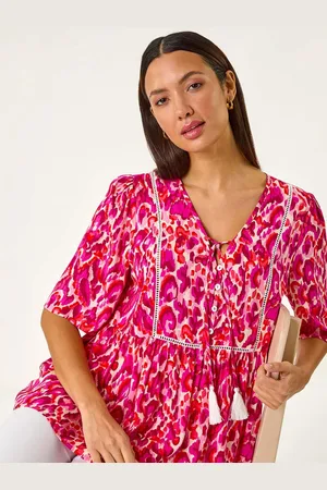Roman Abstract Print Tassel Top46
