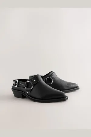Next Forever Comfort Leather Point Toe Hardware Western Slingback Chaussures