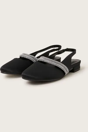 Monsoon Diamante Strap Satin Slingback Flatsr. u.7eu24
