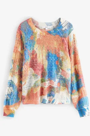 Next Printed Crew Neck Fine Knitted JumperXS Reg