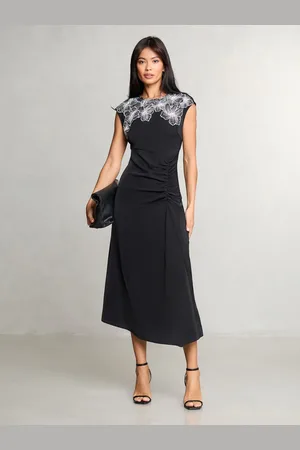 Lipsy London Sans manche Fleuri Imprimé Artwork Peignoir mi-long asymétrique46
