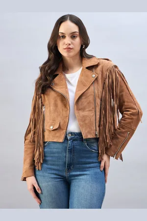 Urban Code Suede Biker Jacket With Fringing Detail40