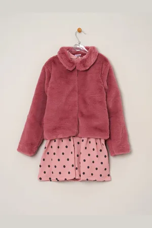 MISS Ensemble veste, robe et collants en fausse fourrure pour filles12 - Mois 18 (80 - 86cm)