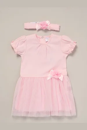 Rock-a-bye Baby Boutique Pink Ribbon Detail Dress and Headband Outfit Set8086cm
