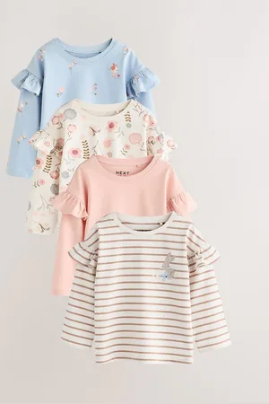 Next Manches longues Frill 100% Coton Tops 4 Lot (3mths-7yrs)4 - 5 ans (104 - 110cm)