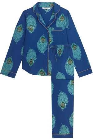 Their Nibs Ensemble pyjama traditionnel long en plumes de paon 100% cotonS