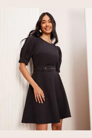 Friends Like These Puff Sleeve Tailored Fit and Flare Dress42