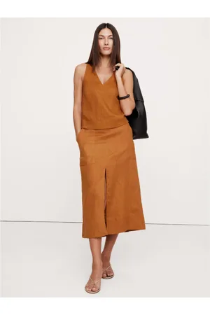 Banana Republic V Neck Cross Back Linen Vest TopPetit