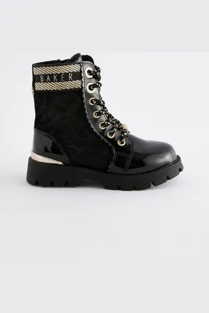 Ted Baker Bottes matelassées à lacets fille noires avec garnitures dorées