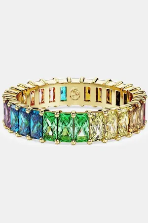 Swarovski Baguette Cut Multicolore Plaqué Or Bague Matrixun