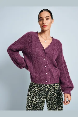 Next Gem Button Textured Lace Knitted Cardigan with WoolL