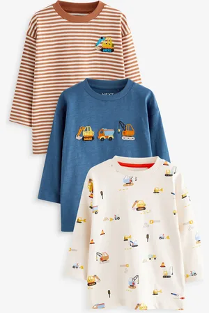 Next 100% Cotton Long Sleeve Transport T-Shirts 3 Pack (3mths-7yrs)1.5 - 2 ans (86 - 92cm)