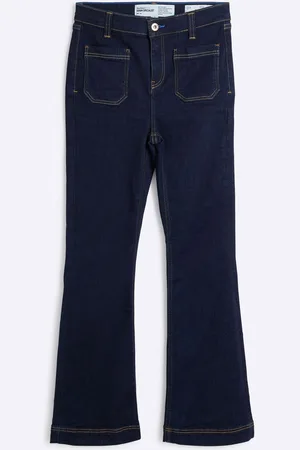 River Island Petite High Rise Pocket Front Flared Jeans