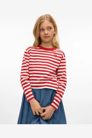 VERO MODA Long Sleeve Cropped Stripe Jersey T-Shirt134140cm