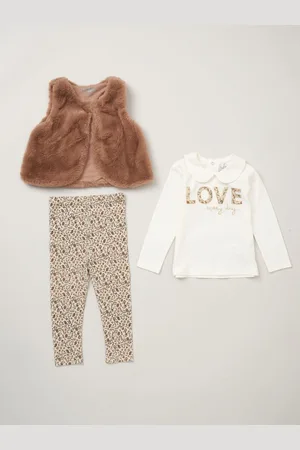 LILY & JACK Faux Fur Gilet 100% Cotton Top and Leggings Outfit SetMois 18 (86cm)