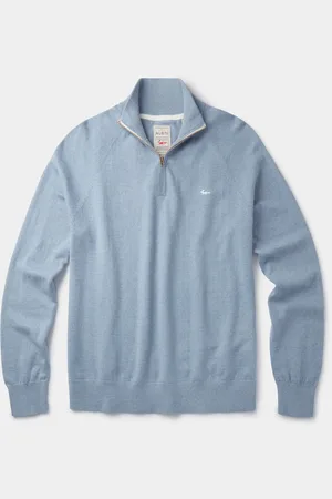 Aubin Blue Bonby Zip Neck 100% Cotton JumperL
