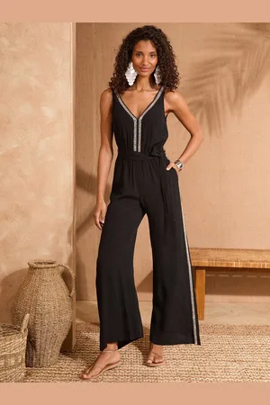 Love & Roses Sequin Trim V-Neck Belted Jumpsuit40
